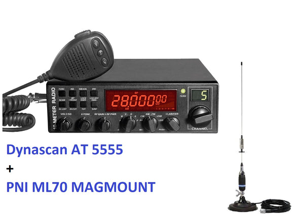 Dynascan AT 5555 CB Radio 10M 11M PRE Programmed + PNI ML70 Magmount