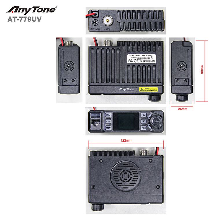 ANYTONE AT-779UV VHF UHF 2M 70CM DUAL BAND MOBILE TRANSCEIVER + PC CABLE + AERIAL + MAG