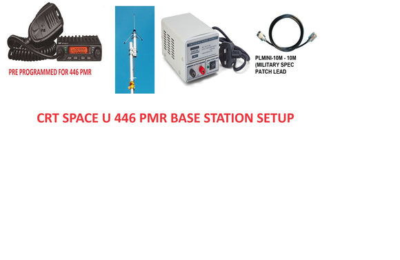 CRT SPACE U RADIO 446 PMR PRE PROGRAMMED + JETFON A 400 AERIAL 10m RG8 COAX PSU