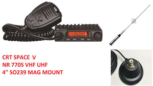 CRT SPACE V VHF MOBILE RADIO + MAG 270S VHF UHF ANTENNA PLUS PROGRAMMING CABLE & FREE SOFTWARE