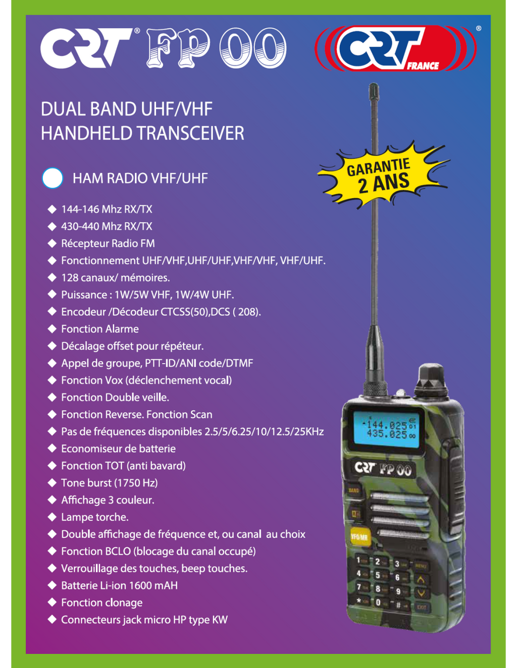 CRT FP 00 Handset VHF/ UHF Camouflage