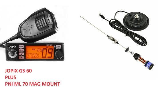 JOPIX GS 60 MOBILE CB TRANSCEIVER EUROPEAN MULTINORM UK 40 + PNI ML 70 MAGMOUNT