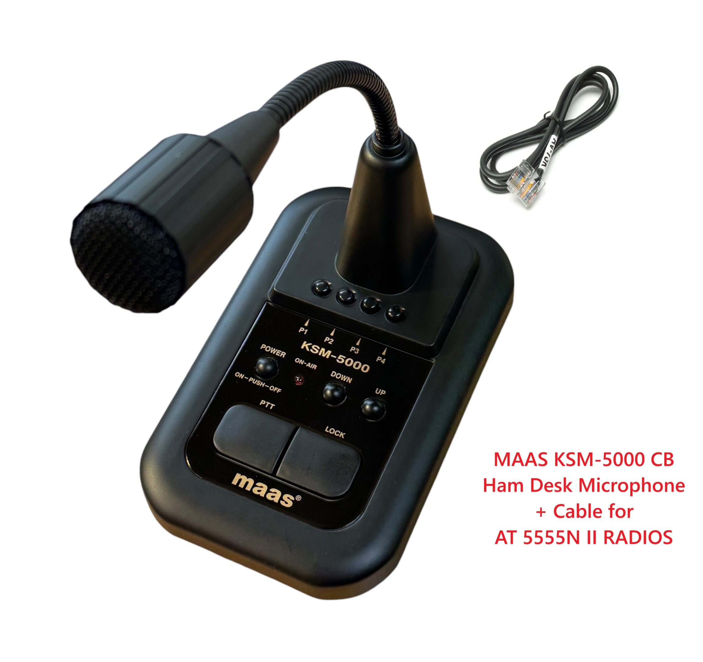 MAAS KSM-5000 CB Ham Free Standing Desk Microphone PLUS Connection Cable fo CRT 8900  AT 5555N II