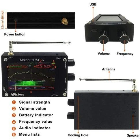 MALAHITE 3.5" SCREEN 50KHZ-250MHZ AND 400MHZ-2000MHZ DSP SDR RECEIVER