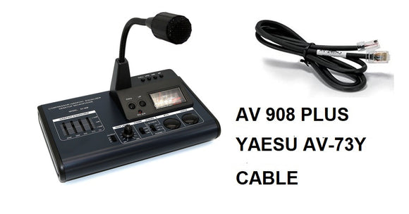 AVAIR AV 908 DESK BASE COMPRESSOR MICROPHONE CB HAM RADIO + YAESU AV73Y CABLE