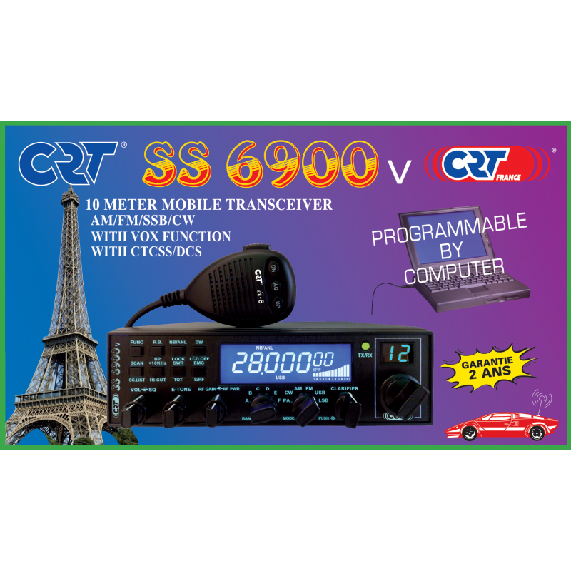 NEW CRT SS 6900 V V8 CB HAM RADIO NEW COMPACT SIZE FM AM SSB VOX WITH NRC BOARD LATEST MODEL WITH DIMMER CONTROL