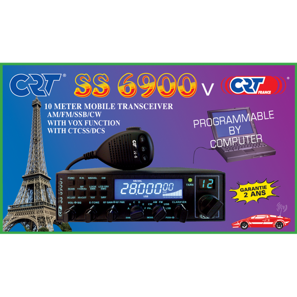 NEW CRT SS 6900 V V8 CB HAM RADIO NEW COMPACT SIZE FM AM SSB VOX WITH NRC BOARD LATEST MODEL WITH DIMMER CONTROL