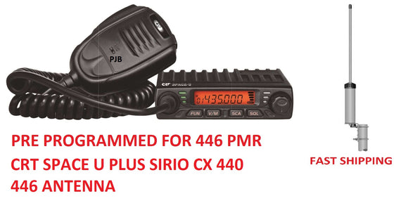 CRT SPACE U UHF Radio 400 470 mHz 446 PMR PROGRAMMED FOR 446 + Sirio 440 ANTENNA
