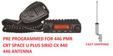 CRT SPACE U UHF Radio 400 470 mHz 446 PMR PROGRAMMED FOR 446 + Sirio 440 ANTENNA