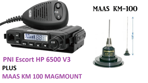 PNI Escort HP 6500 V3 Multi standard AM FM CB Radio + Maas KM 100 Mag Mount