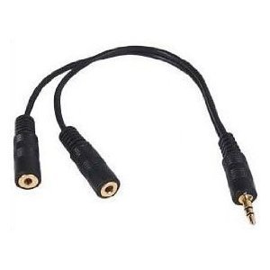 Gold Plated3.5mm Speaker and headphone Splitter Black