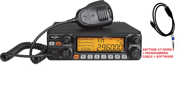 ANYTONE AT 5555N II (NEW VERSION) 10M 11M 5555 N HAM CB RADIO TRANSCEIVER SSB: 60W + PROGRAMMING CABLE + SOFTWARE