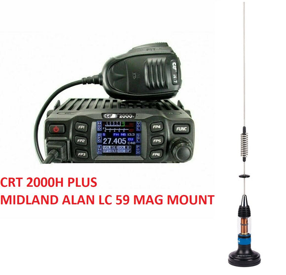 CRT 2000 H AM FM CB RADIO High Power 2000H + MIDLAND ALAN LC 59 CB MAG MOUNT