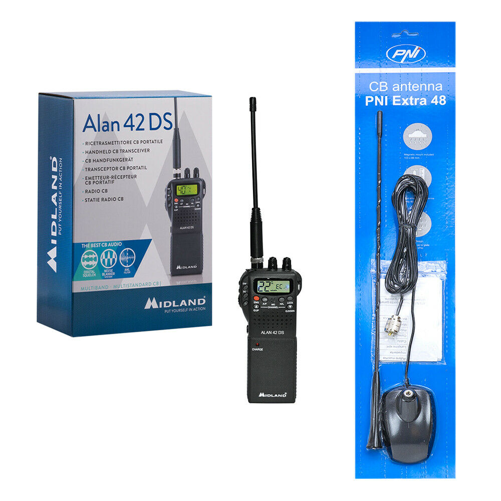 Midland Alan 42 DS Multi Handheld CB Radio Plus Extra 48 Mag Mount