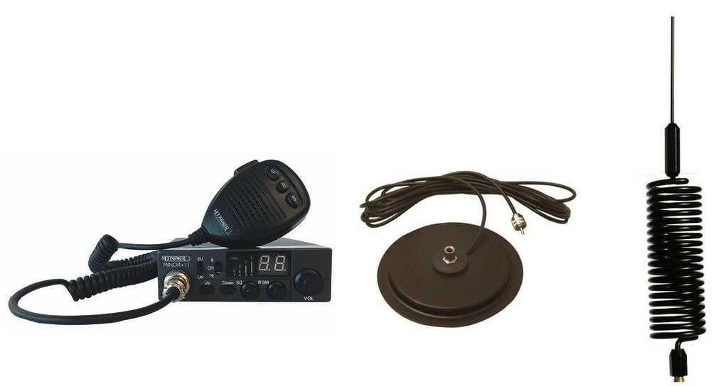 Moonraker Minor Plus II 80ch 12v24v CB Radio 5" Mag Mount Mini Stinger MULTI COLOURS
