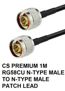 CS PREMIUM 1M RG58CU N-TYPE MALE TO N-TYPE MALE PATCH LEAD