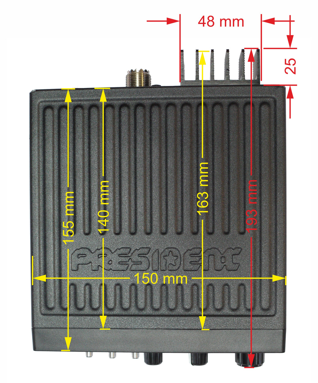 President Taylor IV 4 CB Radio 12/24 Volt 40 Channel Am/FM Multi