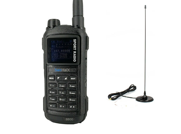 SENHAIX 8800 (BLACK) BLUETOOTH DUAL BAND HANDHELD RADIO WITH AIRBAND RX PLUS  MAG MOUNT