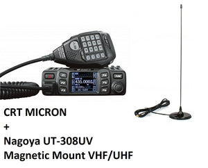 CRT MICRON U/V UHF-VHF DUAL BAND MOBILE RX/TX : 144 146 MHz 430 440 MHz + Nagoya UT-308UV Mag Mount VHF/UHF