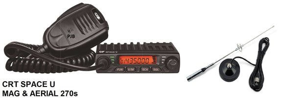 CRT SPACE U UHF Mobile Radio 446 PMR + MAG 270S VHF UHF Antenna PRE PROGRAMMED
