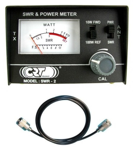 CRT 2 SWR POWER METER CB RADIO 100 WATTS MAX + 50CM PATCH LEAD – P J Box