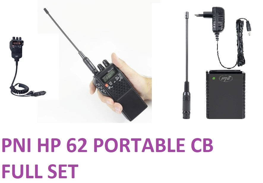 PNI Escort HP 62 portable CB radio handheld antenna, battery pack, Car , Charger
