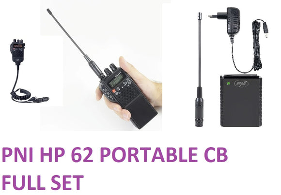 PNI Escort HP 62 portable CB radio handheld antenna, battery pack, Car , Charger